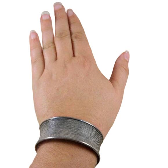 Huge Sterling Silver Wide Cuff Bracelet Bangle - Picture 4 of 9